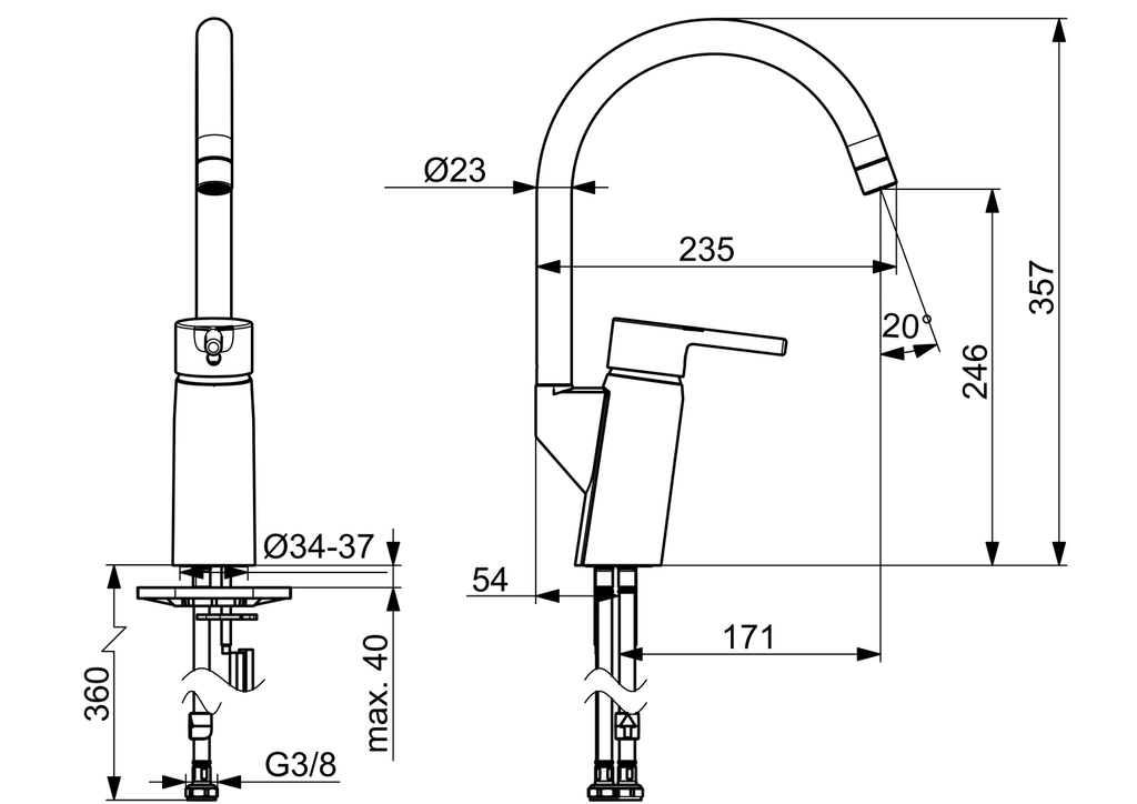 Oras Optima - Kitchen faucet 2838FN