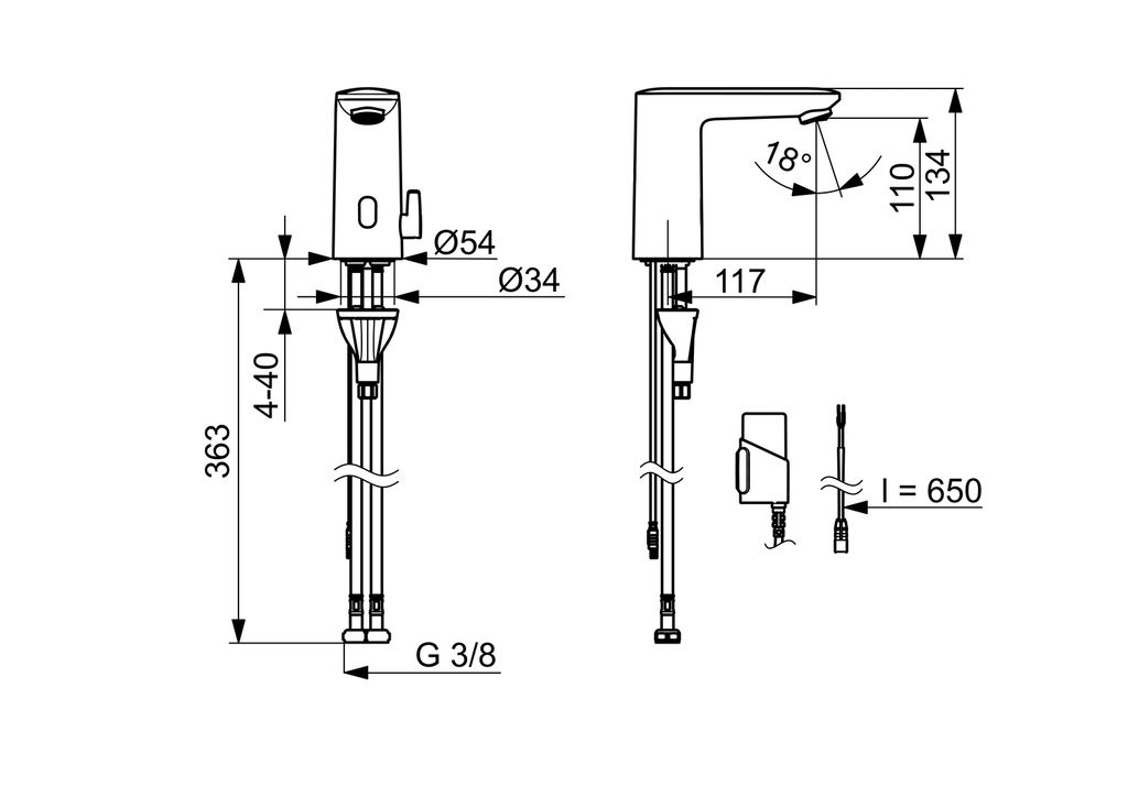 Oras Electra - Washbasin faucet, 3 V, Bluetooth 9200FZ