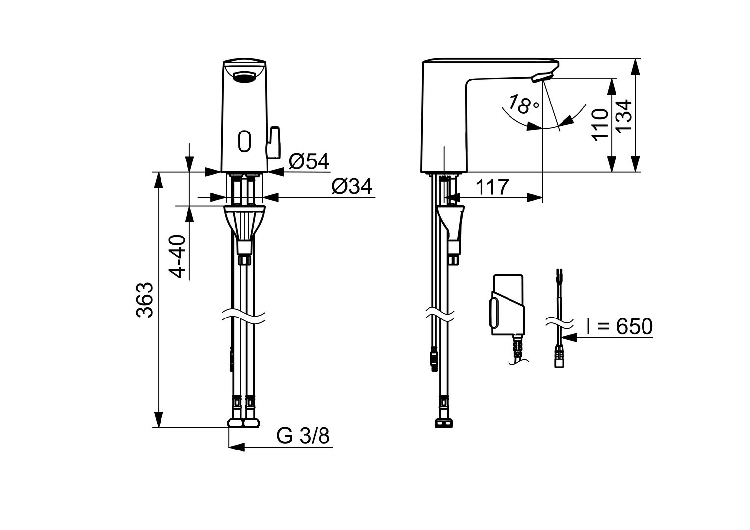 Oras Electra Safety - Washbasin faucet, 3 V, Bluetooth 9210FZ