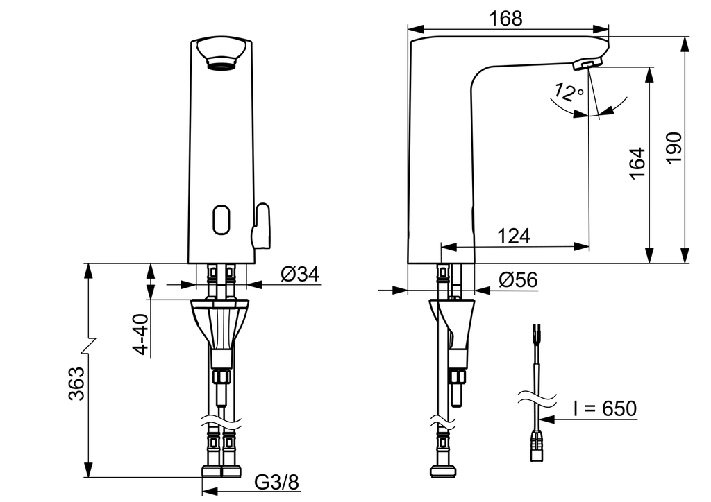 Oras Electra Digital - Washbasin faucet, 3 V, Bluetooth 9370FZ
