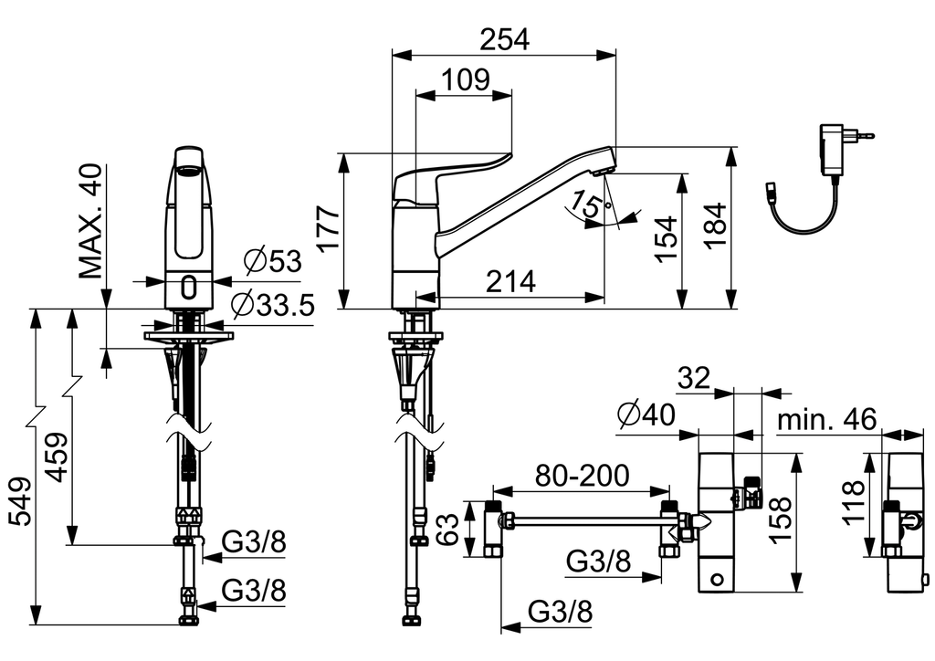 Oras Care Hybrid - Kitchen faucet, 230/9 V, Bluetooth 5730FTZ