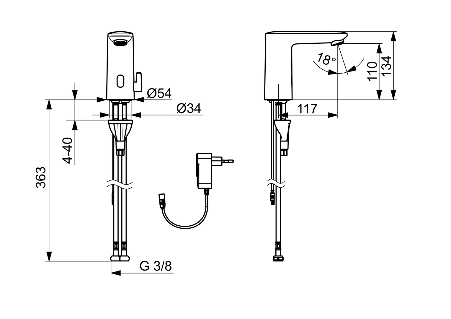 Oras Electra - Washbasin faucet, 230/9 V, Bluetooth 9200FTZ
