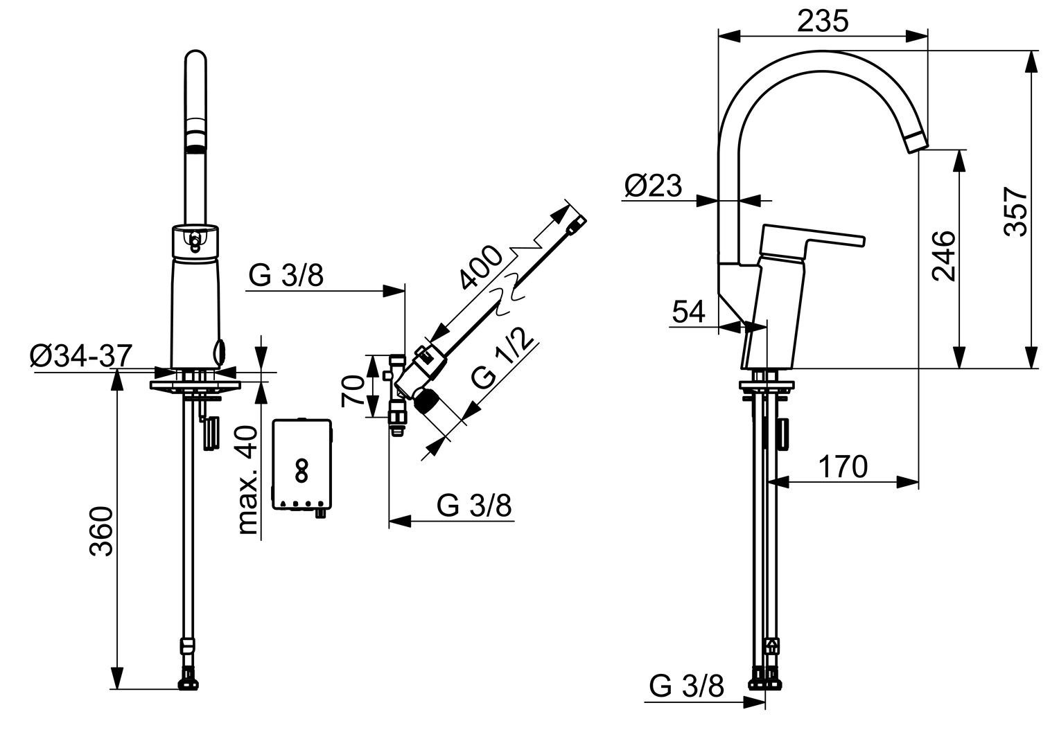 Oras Optima - Kitchen faucet with dishwasher valve, 3 V 2839FN-33