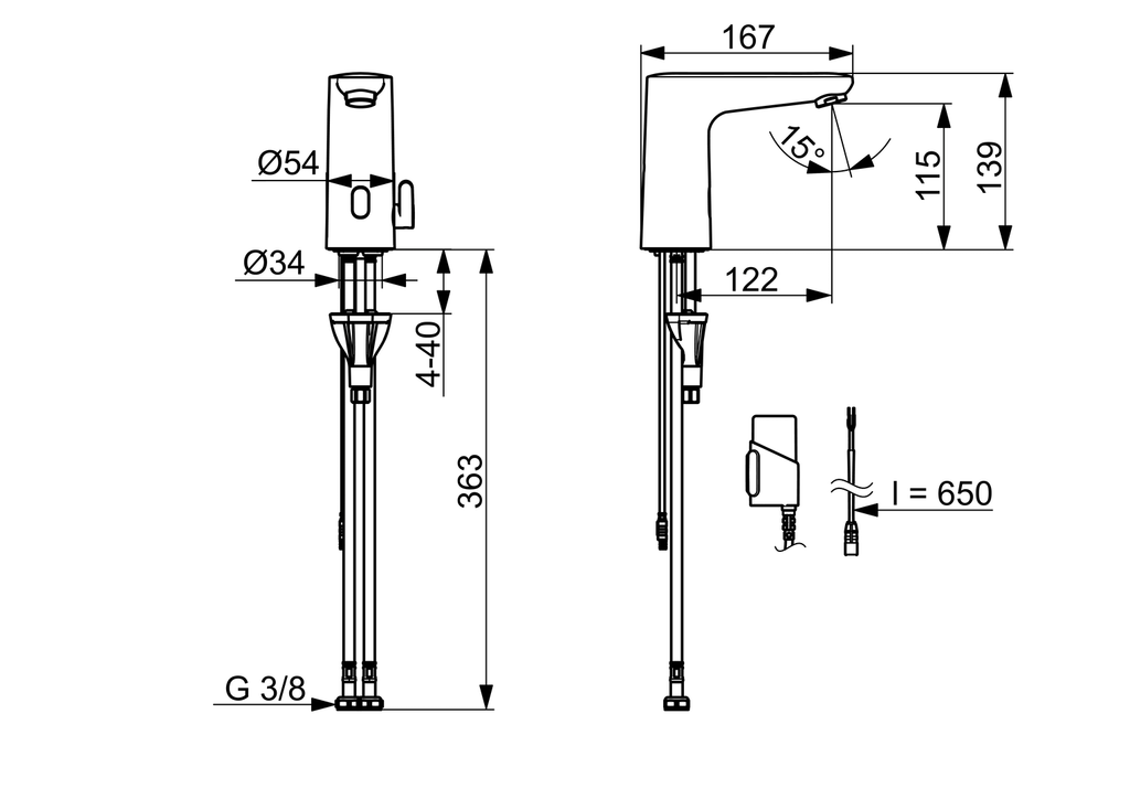 Oras Electra Safety - Washbasin faucet, 3 V, Bluetooth 9110FZ
