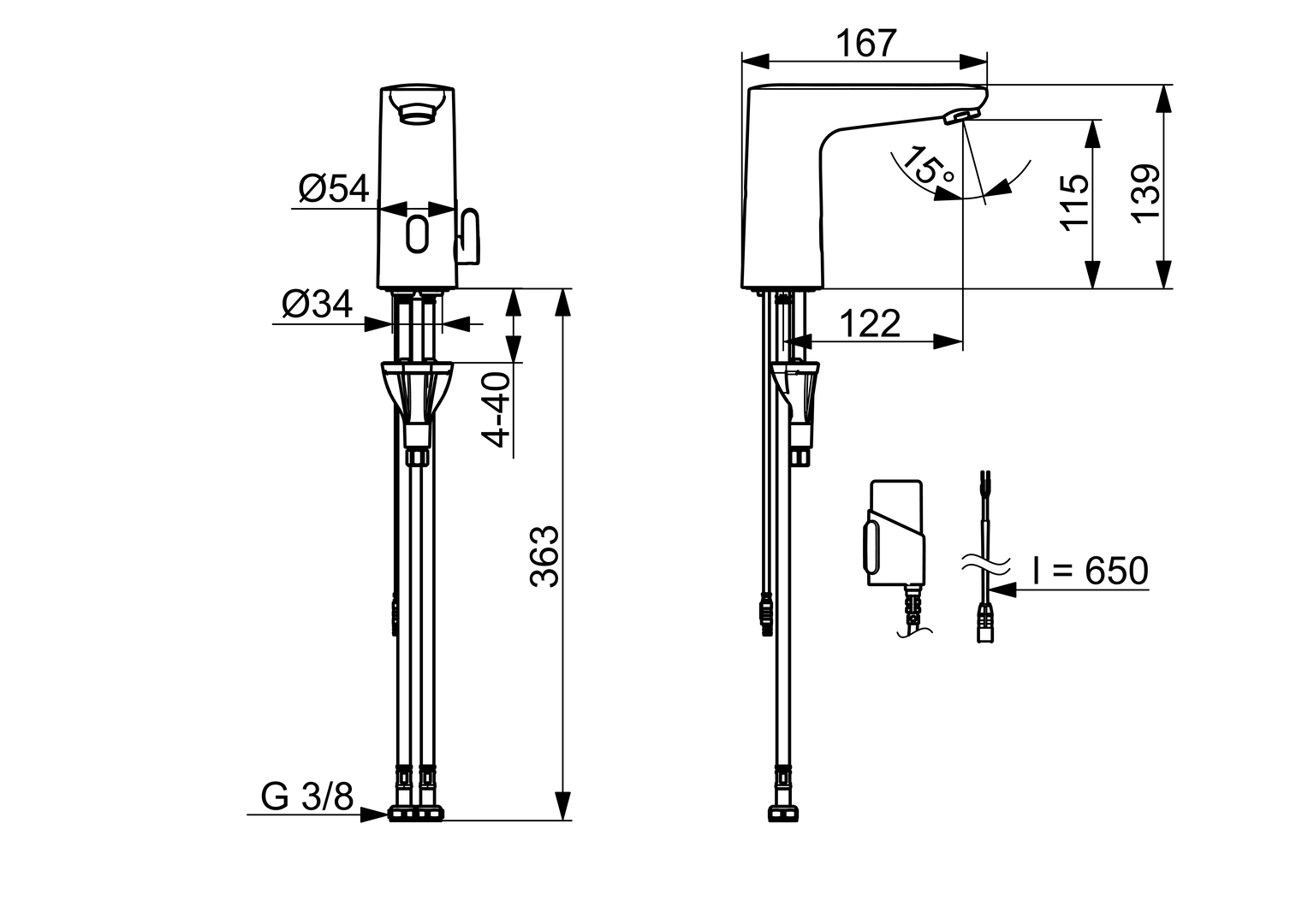 Oras Electra Safety - Washbasin faucet, 3 V, Bluetooth 9110FZ