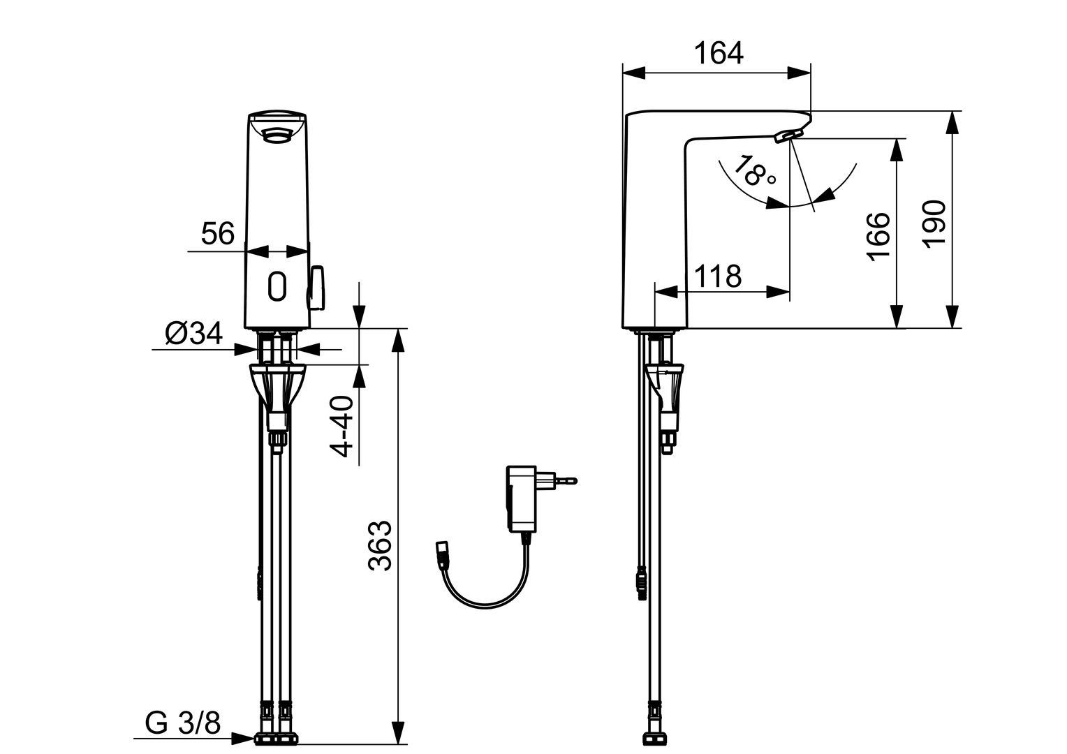 Oras Electra - Washbasin faucet, 230/9 V, Bluetooth 9300FTZ