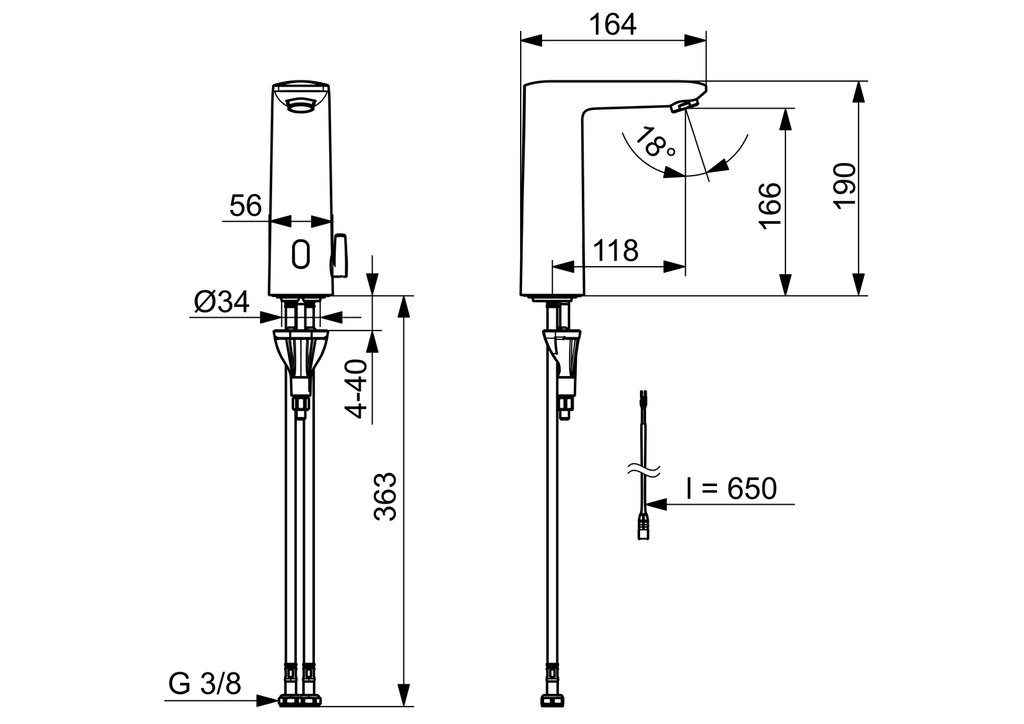 Oras Electra - Washbasin faucet, 3 V, Bluetooth 9300FZ