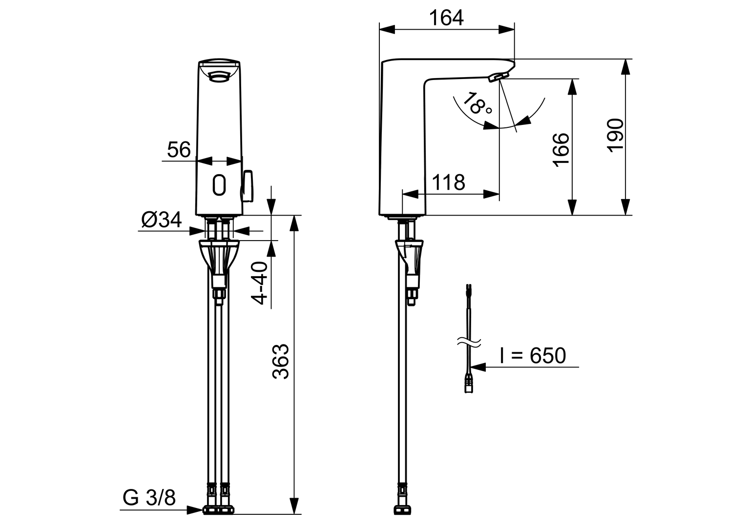 Oras Electra Safety - Washbasin faucet, 3 V, Bluetooth 9310FZ