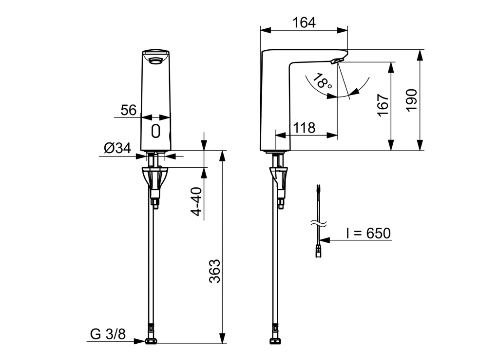 Oras Electra - Washbasin faucet, 3 V, Bluetooth 9301FZ