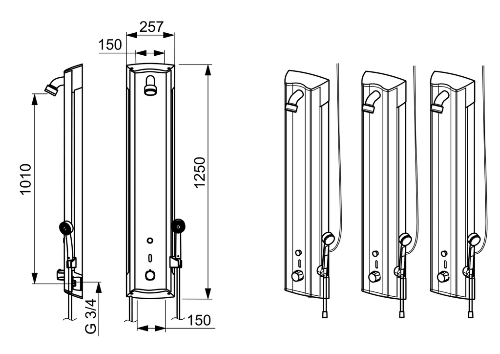 Oras Electra - Shower panel, 12 V 6662FTW
