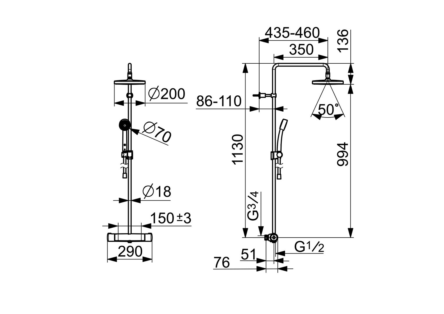 Oras Nova - Shower system 7401