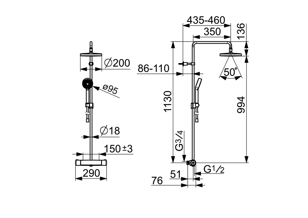 Oras Nova - Shower system 7402-107