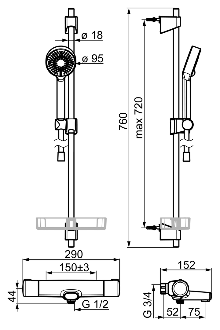 Oras Nova - Shower faucet with shower set 7453