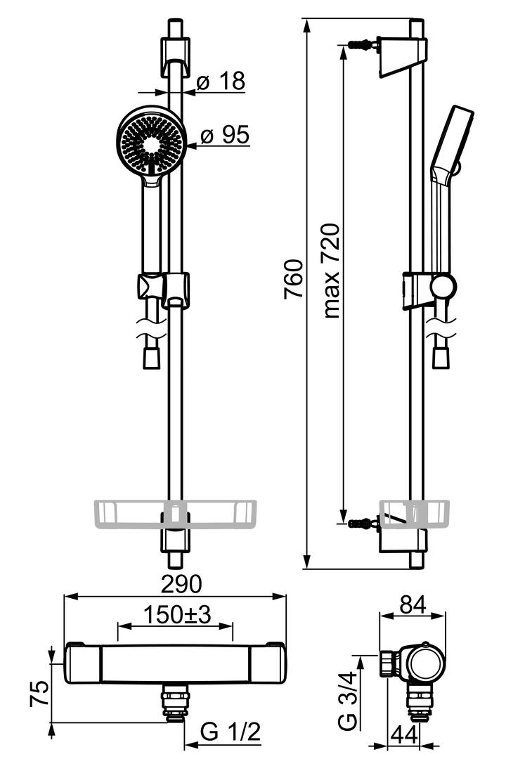 Oras Nova - Shower faucet with shower set 7455