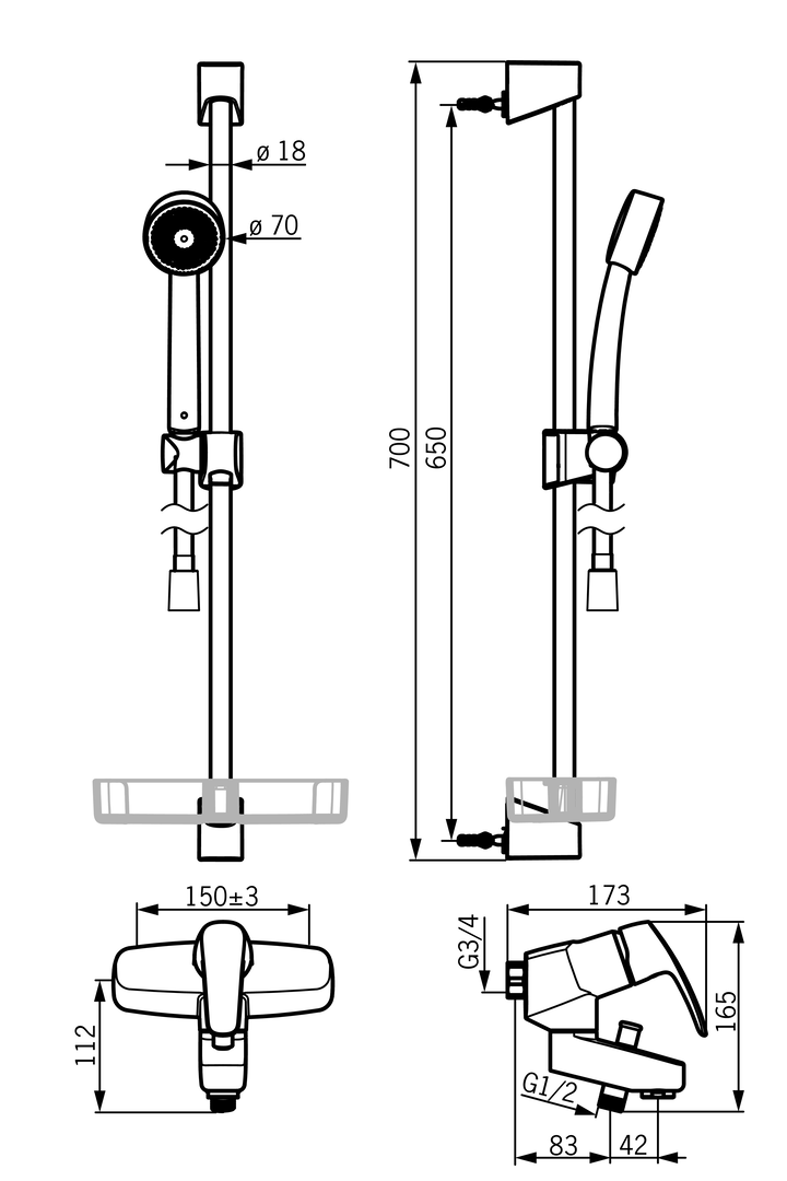 Oras Safira - Bath and shower faucet with shower set