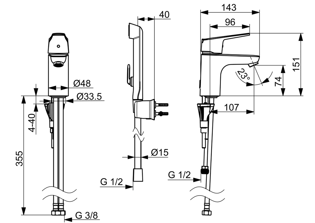 Oras Vega - Washbasin faucet 1812FG-33