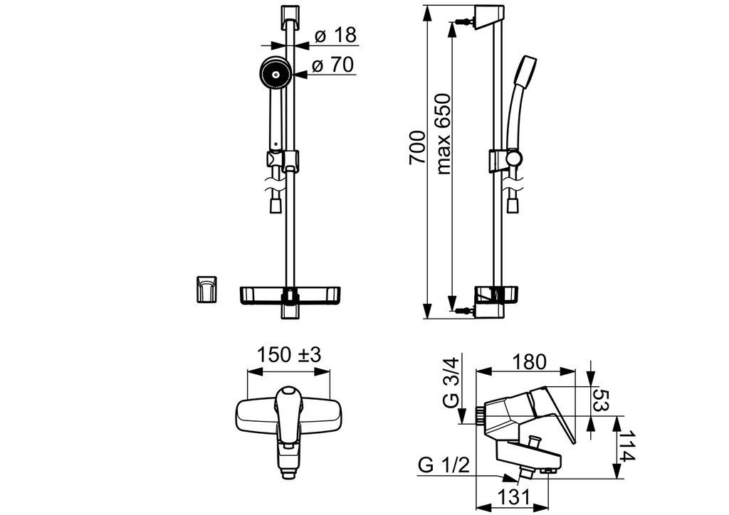 Oras Vega - Bath and shower faucet with shower set 1878G
