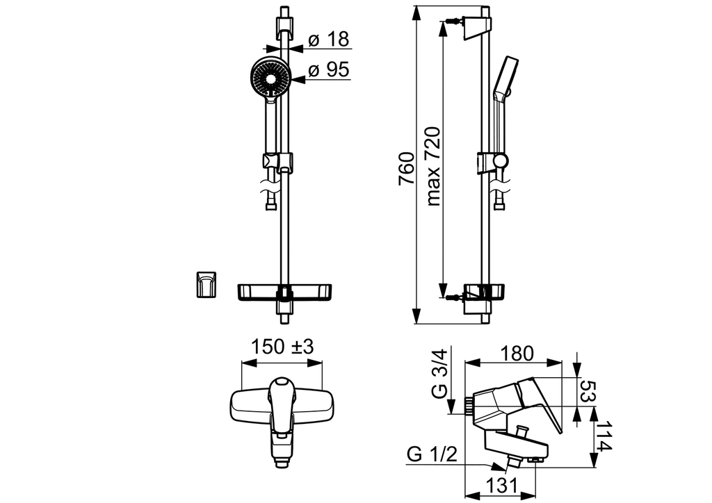 Oras Vega - Bath and shower faucet with shower set 1879G