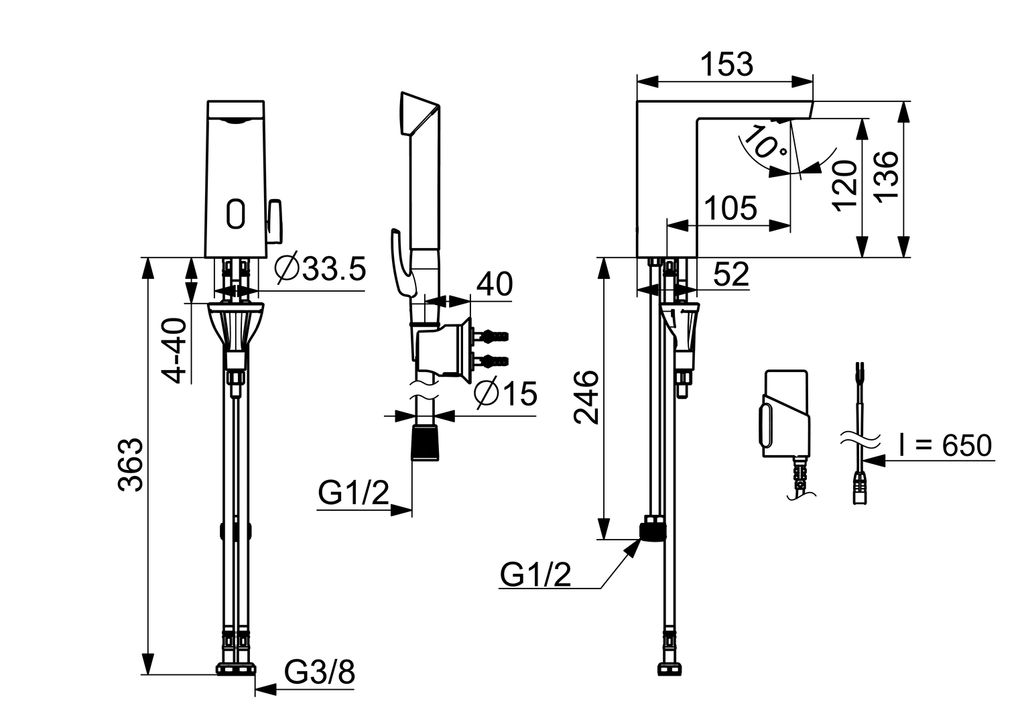 Oras Stela - Washbasin faucet, 3 V, Bluetooth 4816FZ-105