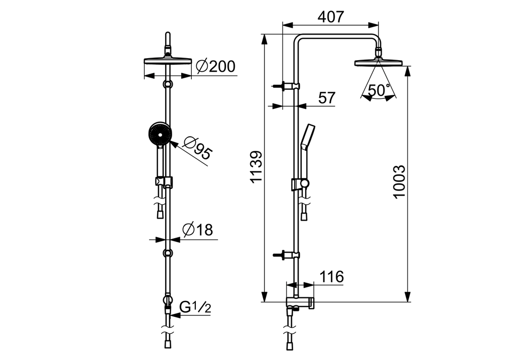 Oras Apollo - Overhead shower set