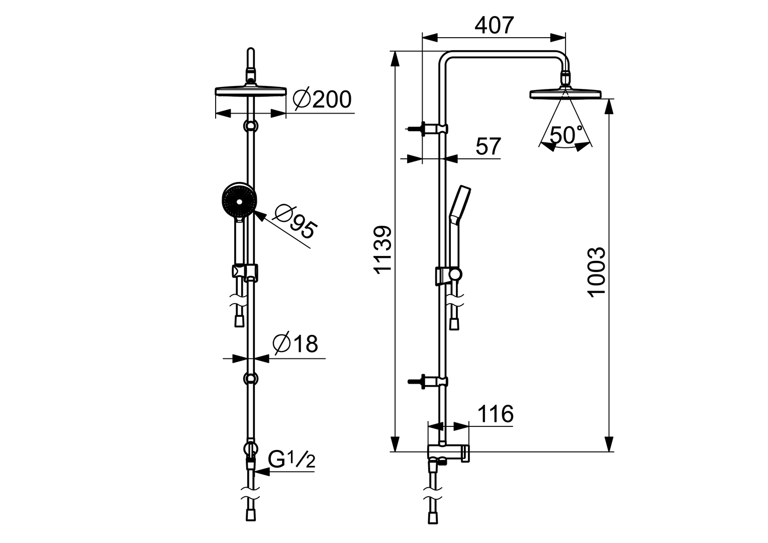 Oras Apollo - Overhead shower set