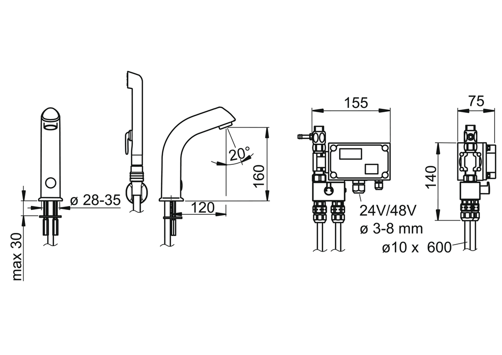 Oras Electra - Washbasin faucet, 24/48 V, Bluetooth 6205MZ