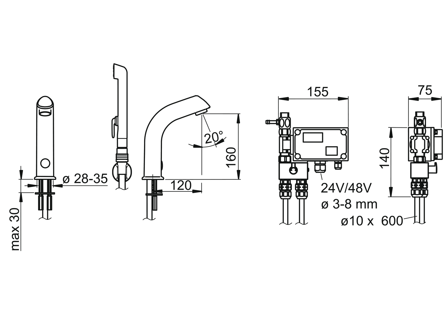 Oras Electra - Washbasin faucet, 24/48 V, Bluetooth 6205MZ
