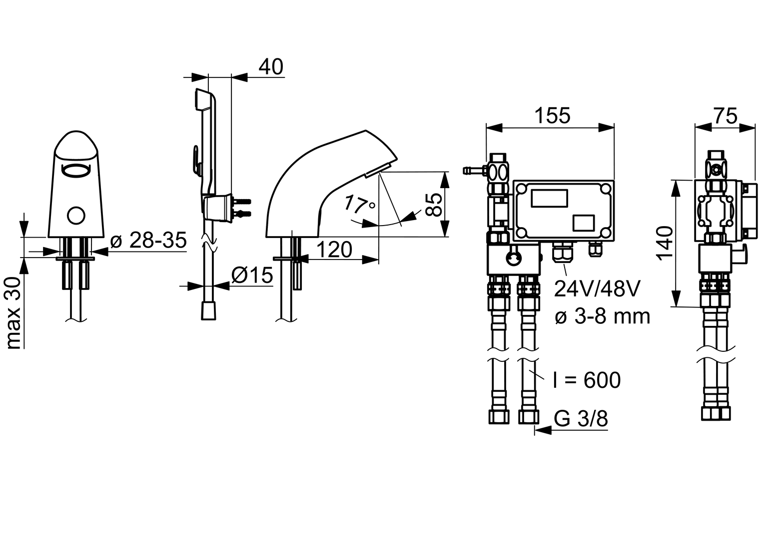 Oras Electra - Washbasin faucet, 24/48 V, non-Bluetooth 6215Q