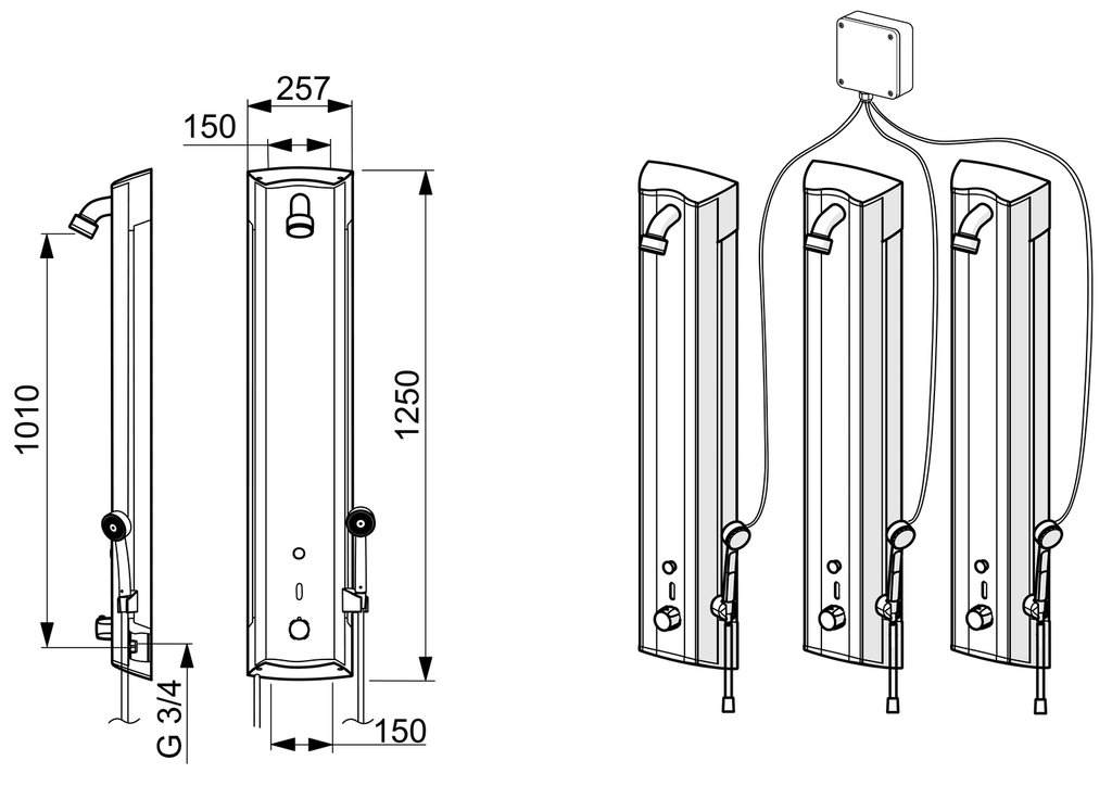 Oras Electra - Shower panel, 12 V 6662FTX
