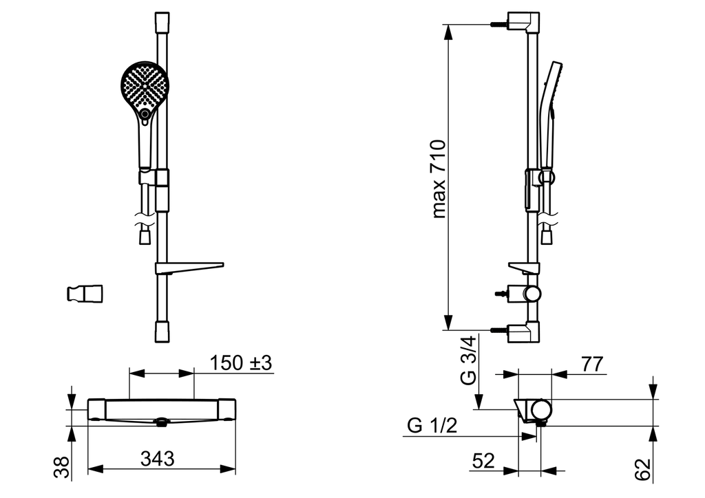 Oras Optima Style - Shower faucet with shower set 7169-109