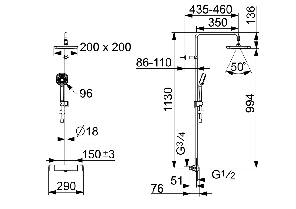 Oras Nova Style - Shower system