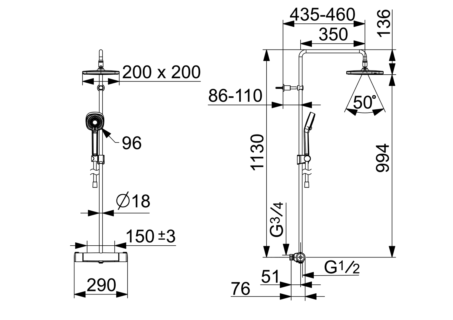 Oras Nova Style - Shower system