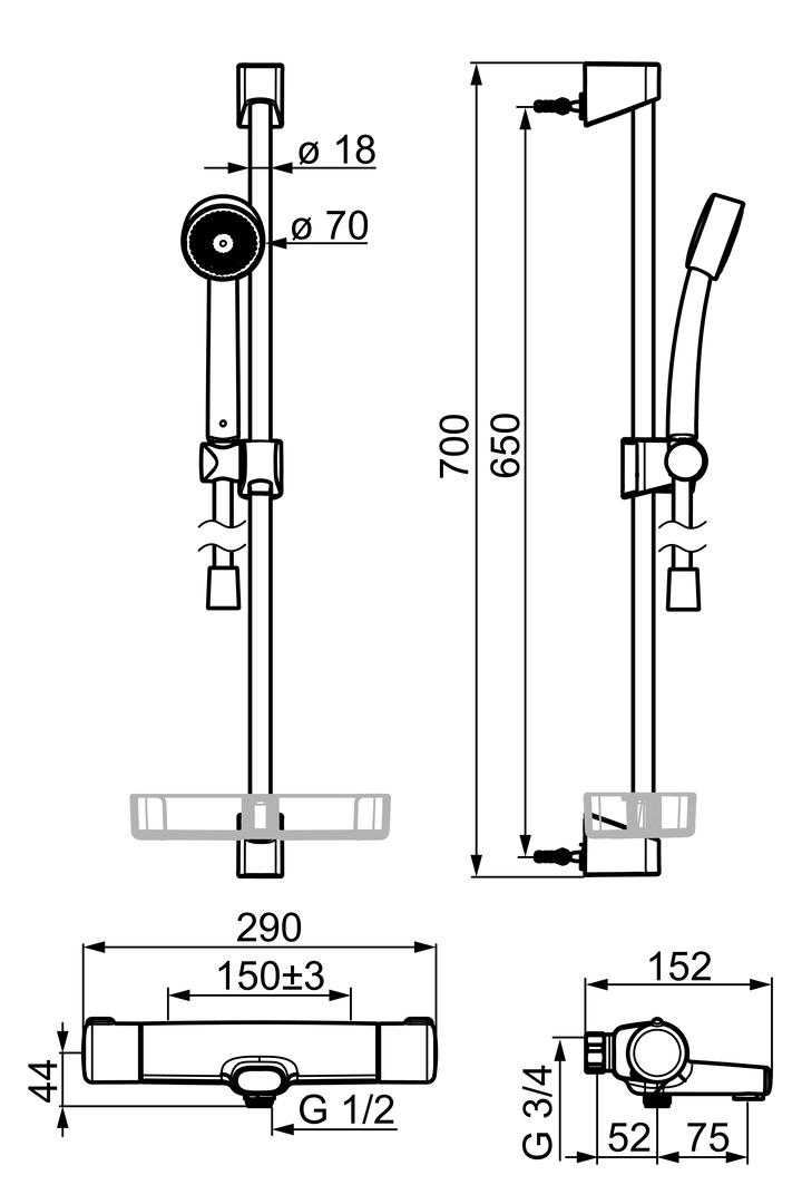 Oras Nova - Shower faucet with shower set 7448
