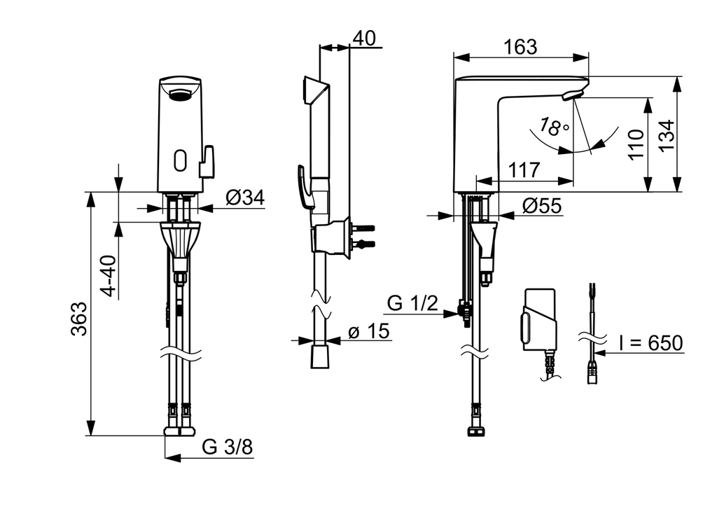 Oras Electra Digital - Washbasin faucet, 3 V, Bluetooth 9222FZ-33