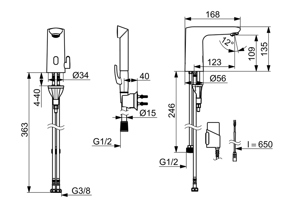 Oras Electra - Washbasin faucet, 3 V, non-Bluetooth 9262FQ