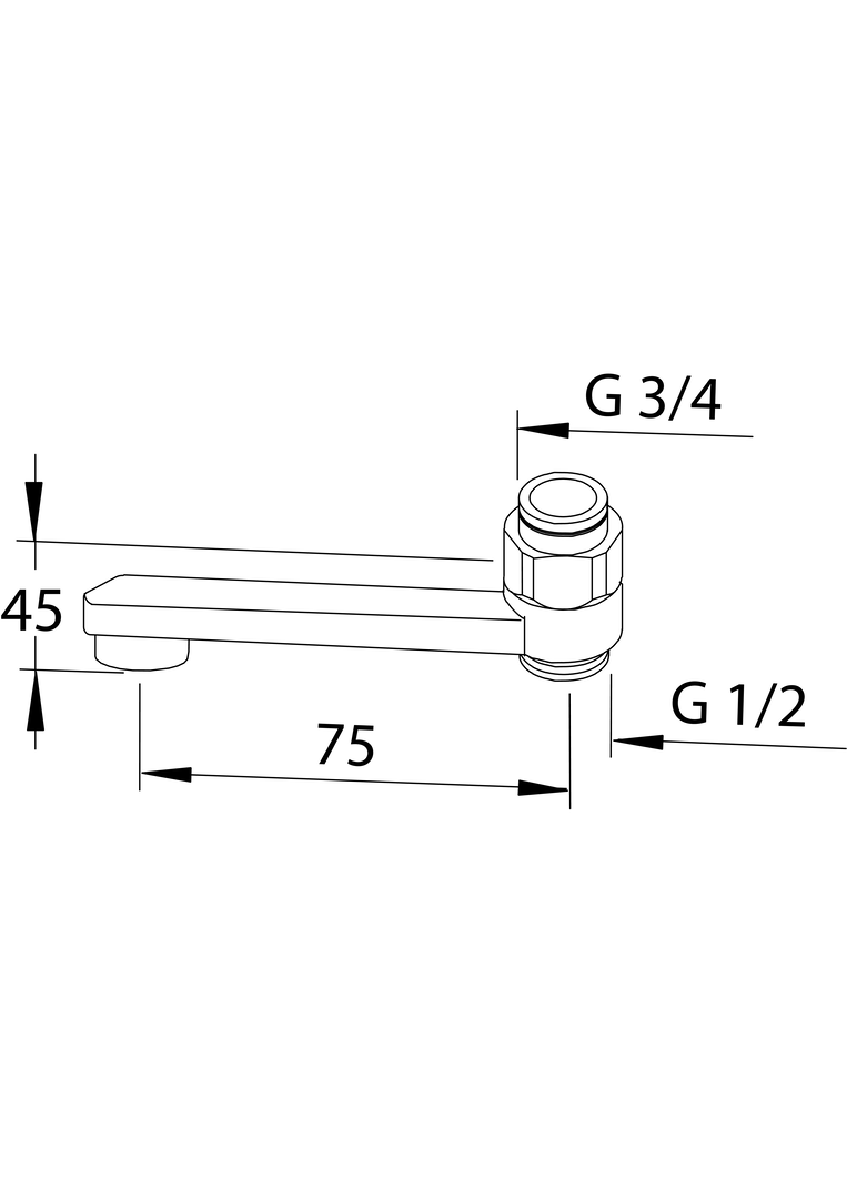 Oras - Swivel spout with ejector, L=75