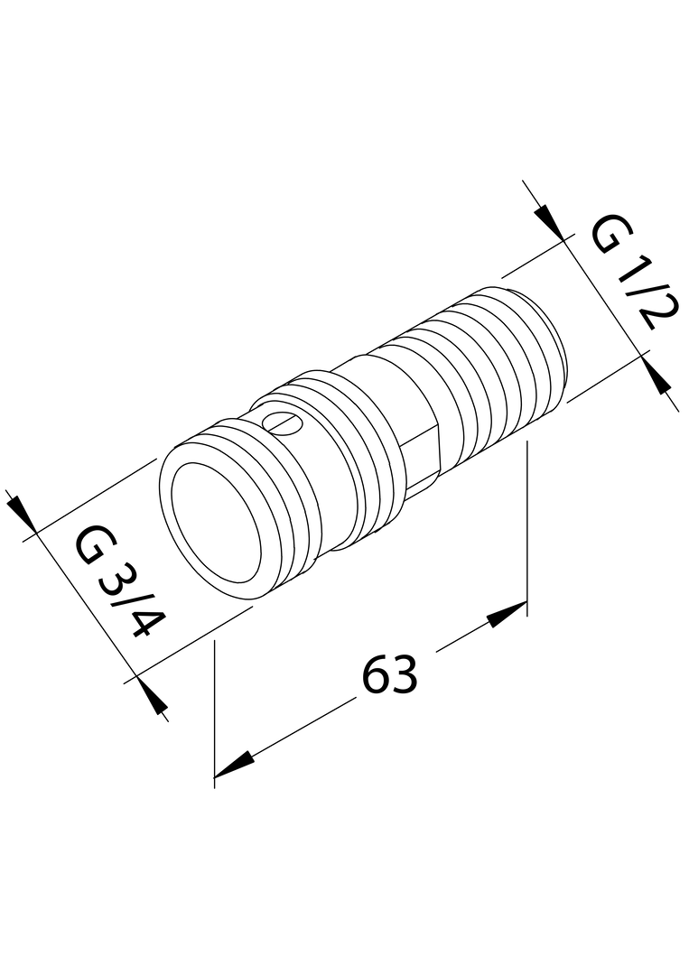 Oras - Straight coupling with stop valve, G3/4xG1/2