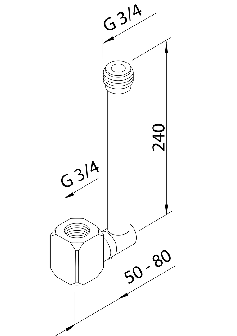 Oras - Coupling for overhead shower pipe