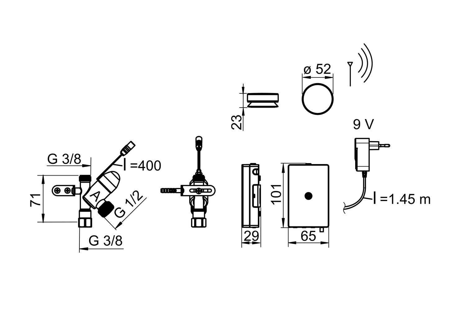 Oras - Remote valve, 230/9 V, Bluetooth