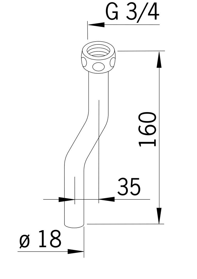 Oras - Flush pipe for urinal flusher 561305