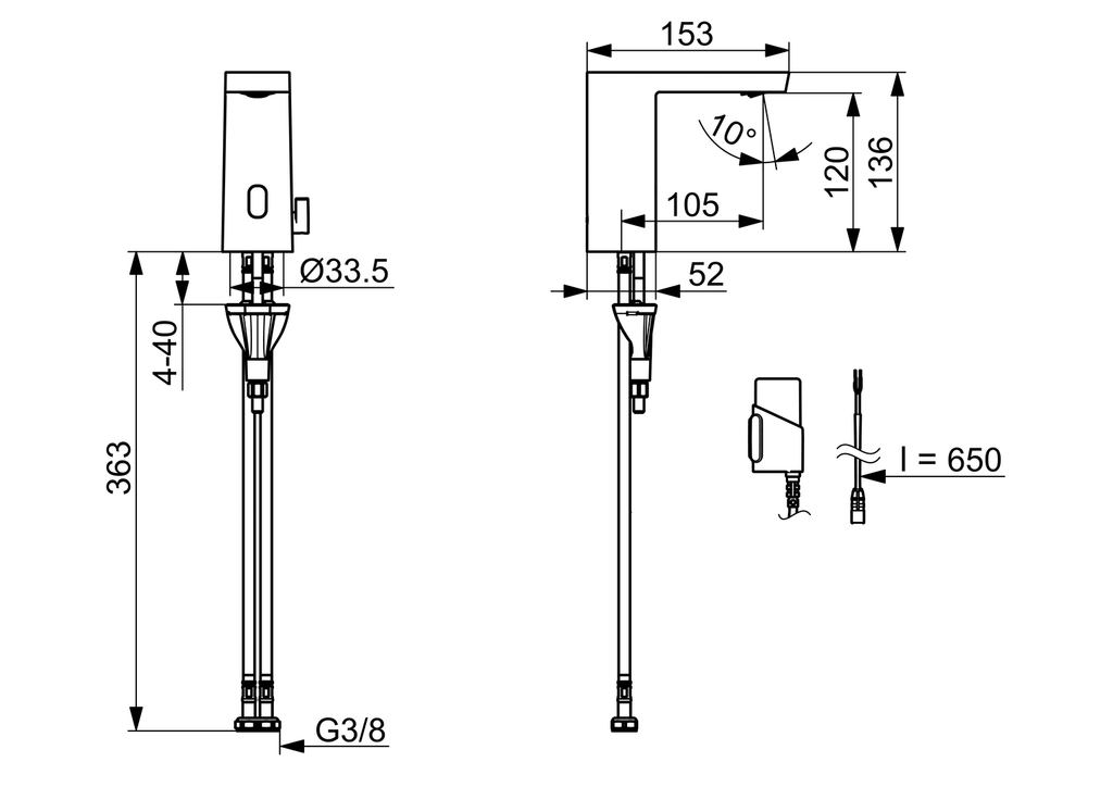 Oras Stela - Washbasin faucet, 3 V, Bluetooth 4814FZ-104