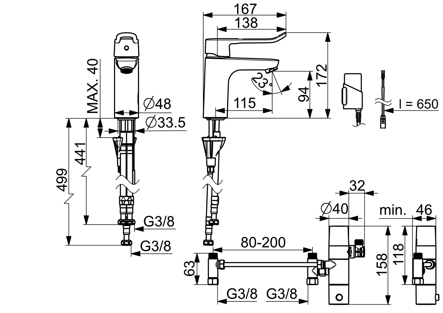 Oras Clinica Hybrid - Washbasin faucet, 3 V, Bluetooth 5621FZ