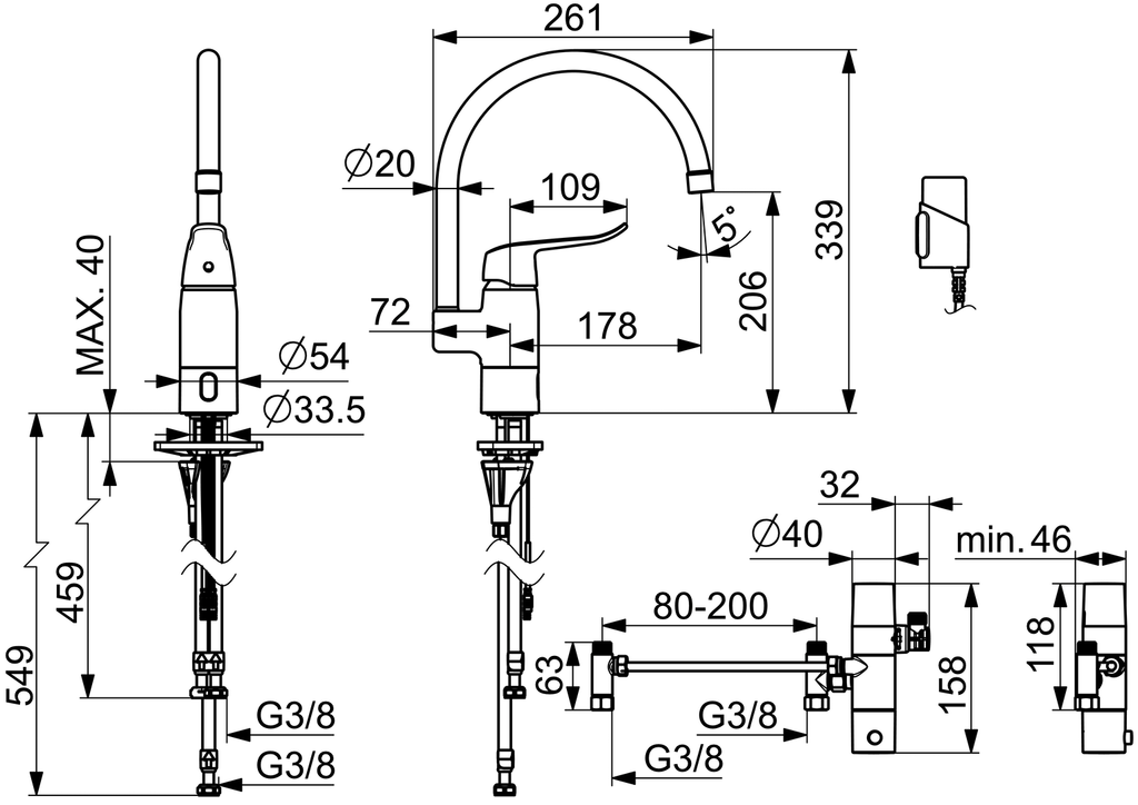 Oras Care Hybrid - Kitchen faucet, 3 V, Bluetooth 5738FZ