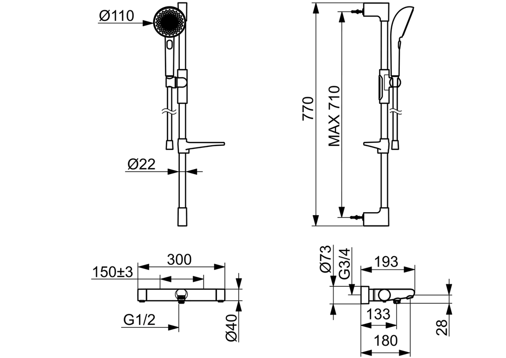 Oras Aurelia - Bath and shower faucet with shower set 4749-33
