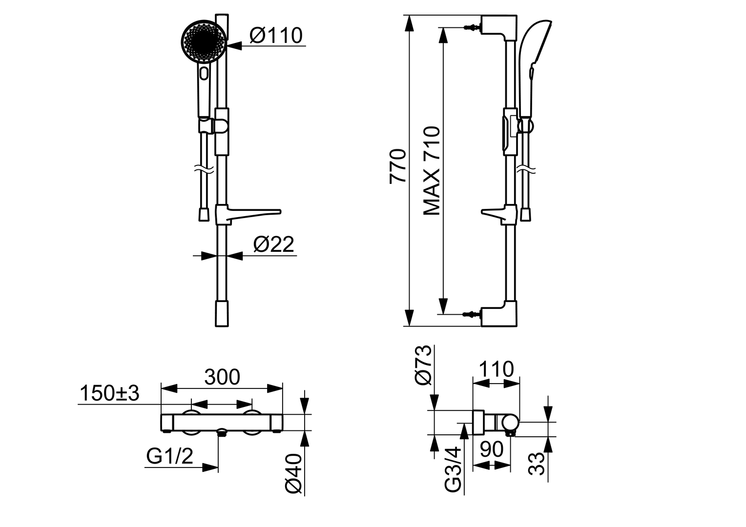 Oras Aurelia - Shower faucet with shower set 4769
