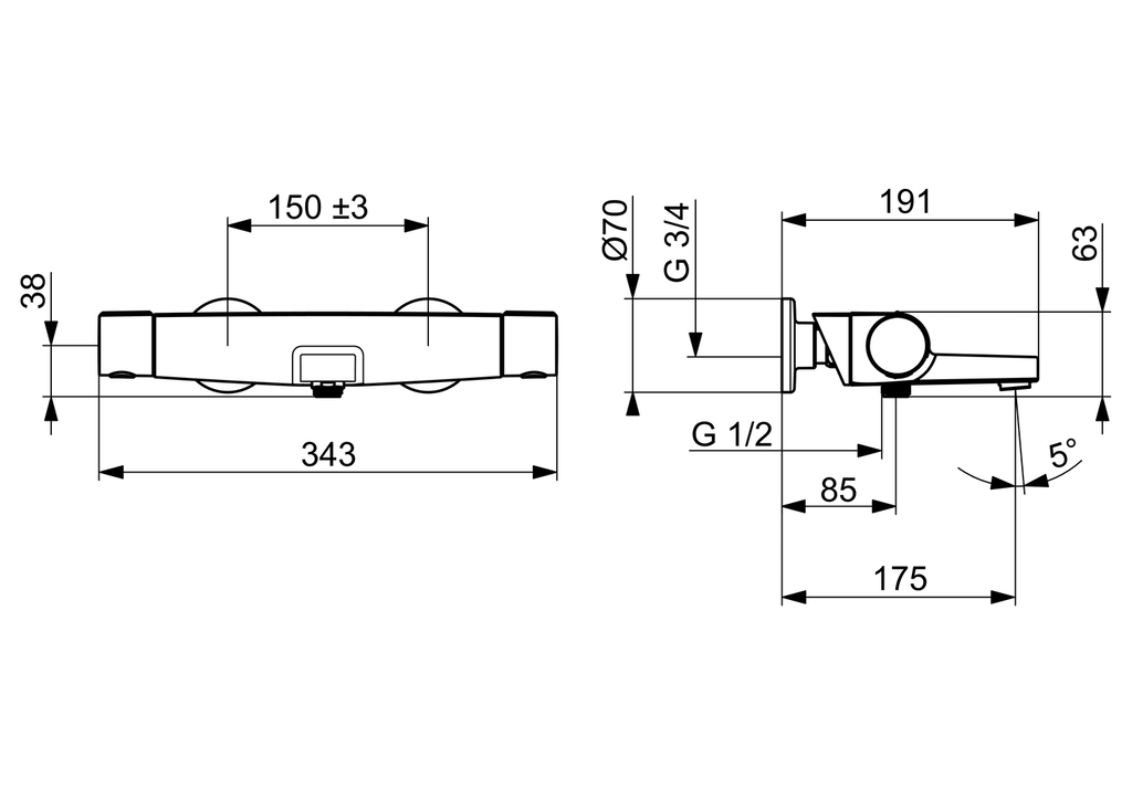 Oras Optima Style - Shower faucet with spout 7140GN-33