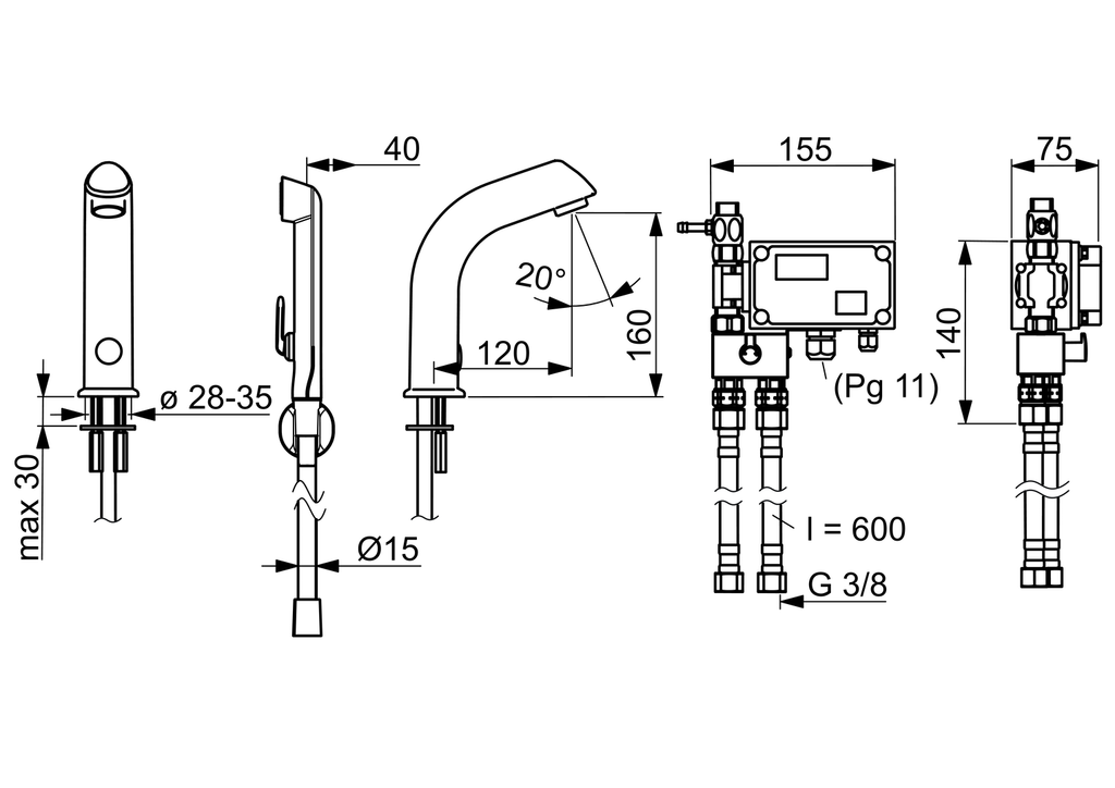 Oras Electra - Washbasin faucet, 24/48 V, Bluetooth 6105Z