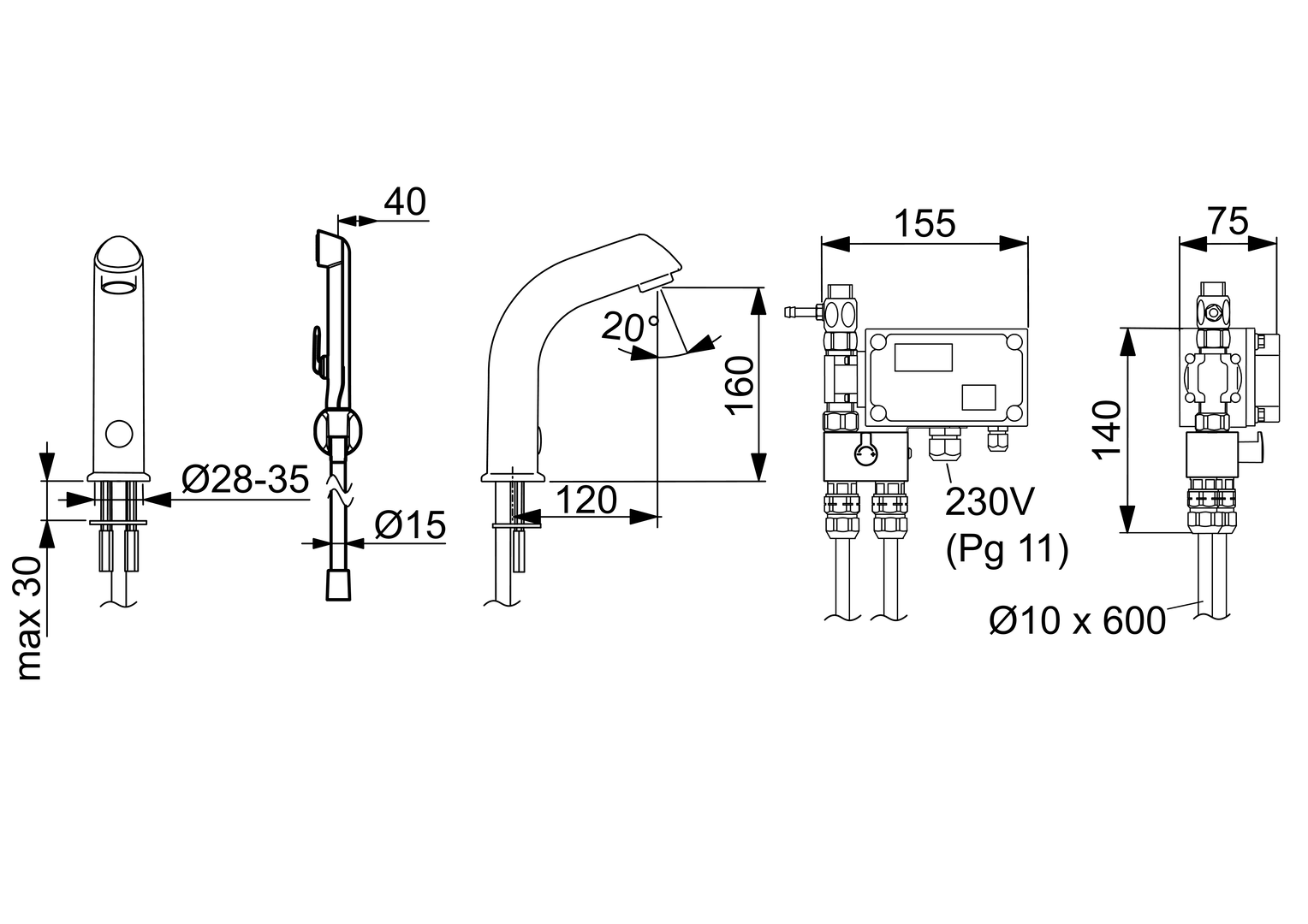 Oras Electra - Washbasin faucet, 24/48 V, Bluetooth 6205Z