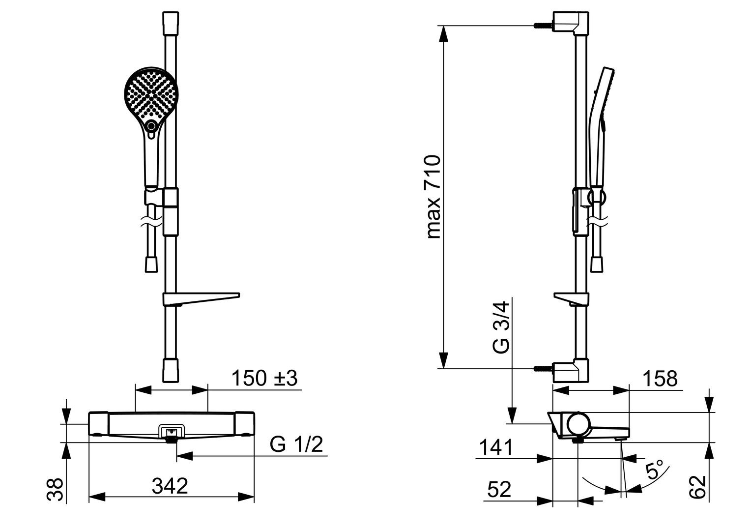 Oras Optima Style - Bath and shower faucet with shower set 7149N